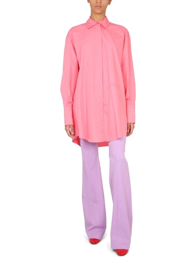 Shop Patou Shirt Dress With Logo Embroidery In Pink