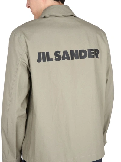 Shop Jil Sander Shirt Jacket With Logo In Green