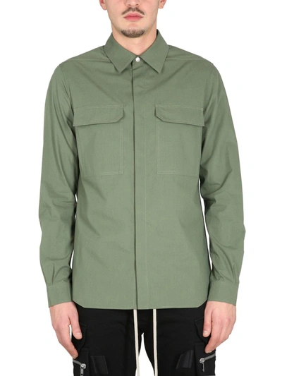 Shop Rick Owens Shirt With Pockets In Green