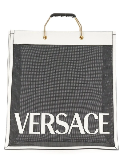 Shop Versace Shopper Bag With Logo In White