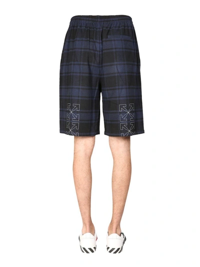 Shop Off-white Shorts With Front Logo Print In Blue