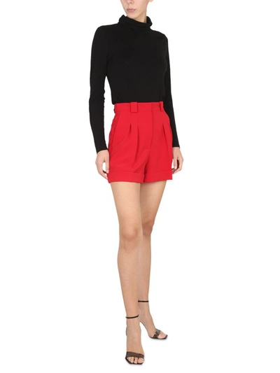 Moschino High-waisted Tailored Shorts With Side Pockets In Red