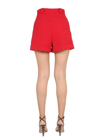 Moschino High-waisted Tailored Shorts With Side Pockets In Red