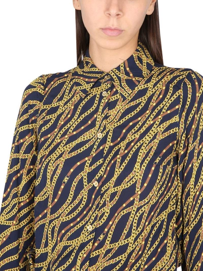 Michael Michael Kors Chain Button Down Shirt In Blue