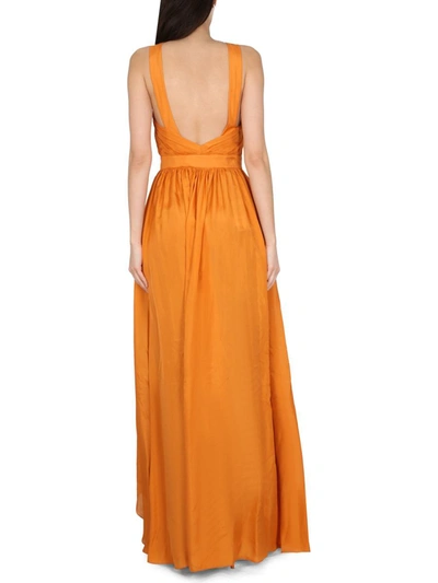 Shop Alberta Ferretti Silk Dress In Orange
