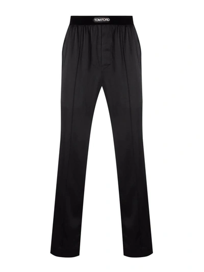 Shop Tom Ford Silk Pajama Pants In Black