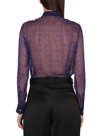 Shop Versace Silk Shirt In Purple