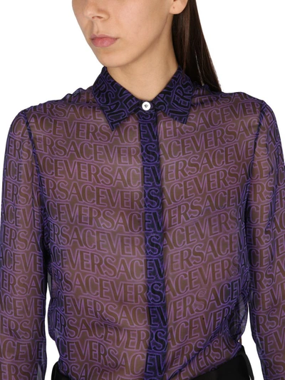 Shop Versace Silk Shirt In Purple