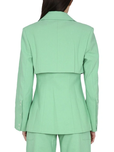 Shop Ganni Single-breasted Blazer In Green