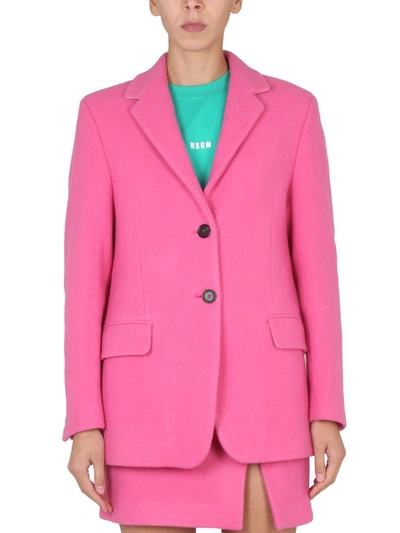 Msgm Single-breasted Jacket In Purple