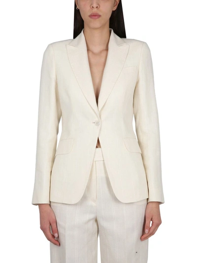 Shop Kiton Single-breasted Jacket In White