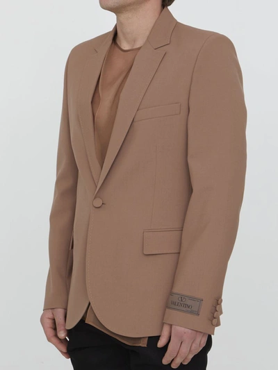 Shop Valentino Single-breasted Wool Jacket In Pink