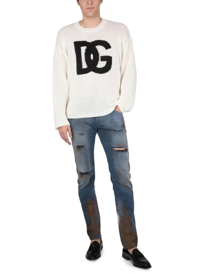 Shop Dolce & Gabbana Skinny Fit Jeans In Multicolor
