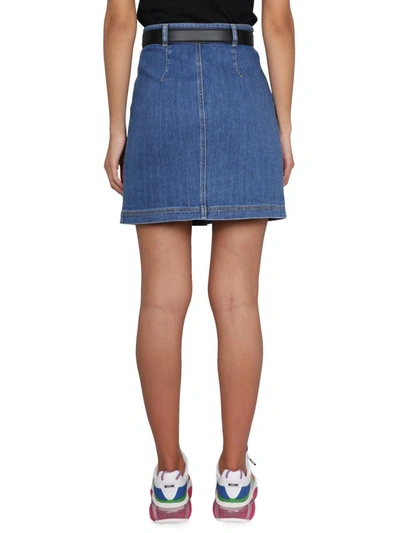 Shop Moschino Skirt In Jeans In Blue