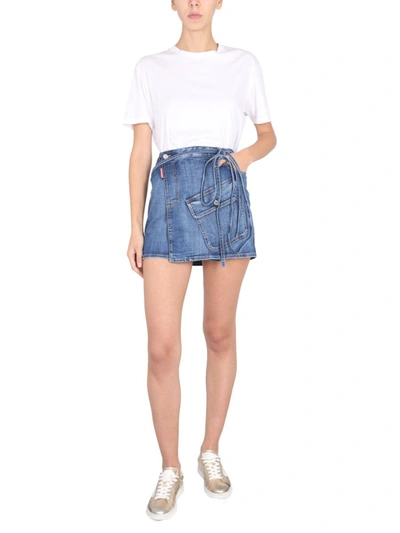 Shop Dsquared2 Skirt With Pocket In Blue