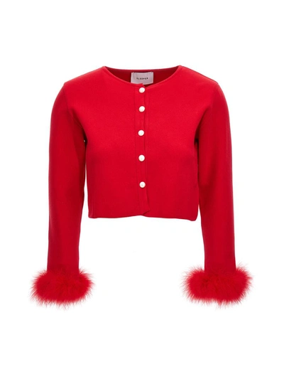 Shop Sleeper Feather Cardigan In Red