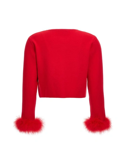Shop Sleeper Feather Cardigan In Red