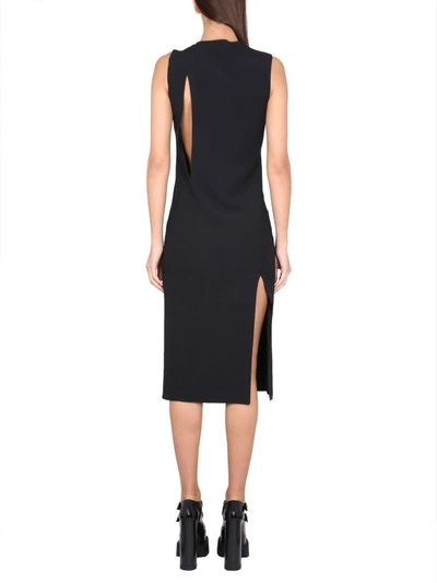 Shop Versace Sleeveless Midi Dress With Cutouts In Black