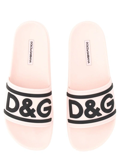 Shop Dolce & Gabbana Slide Sandal With Logo In Pink