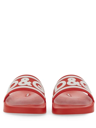 Shop Dolce & Gabbana Slide Sandal With Logo In Red