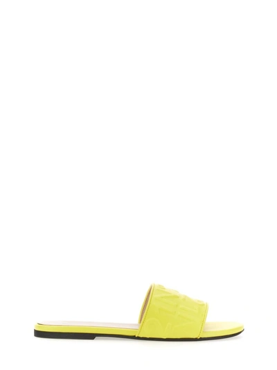 Shop N°21 Slide Sandal With Logo In Yellow