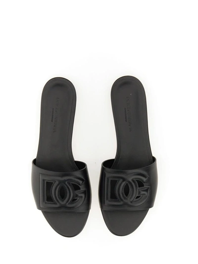 Shop Dolce & Gabbana Slide Sandal With Logo In Black