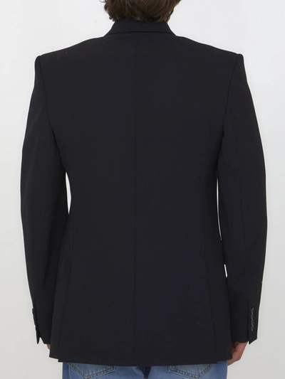 Shop Balenciaga Slim Fit Double-breasted Jacket In Black
