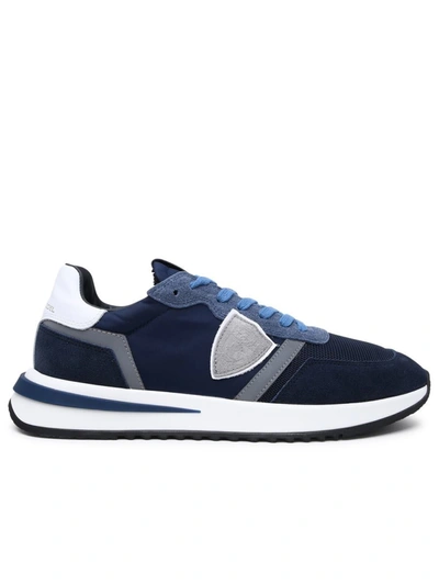 Shop Philippe Model Tropez Blue Nylon Sneakers