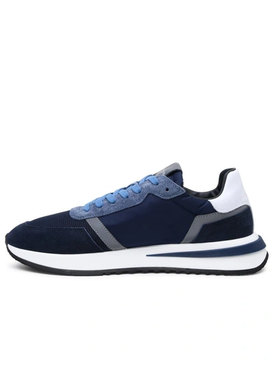 Shop Philippe Model Tropez Blue Nylon Sneakers
