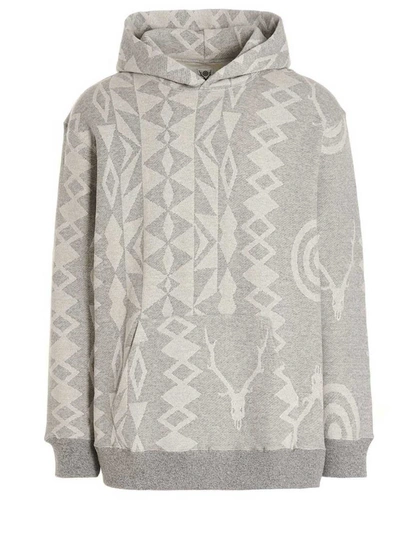 Shop South2 West8 Jacquard Hoodie In Gray