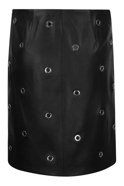 Shop Sportmax Flyth3 - Nappa Leather Flared Skirt In Black