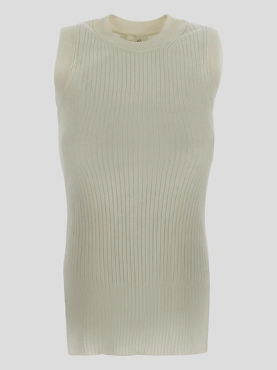 Shop Sportmax Nido Knit Top In <p> Nido Knit Top In Ivory Cotton With Ribbed Design