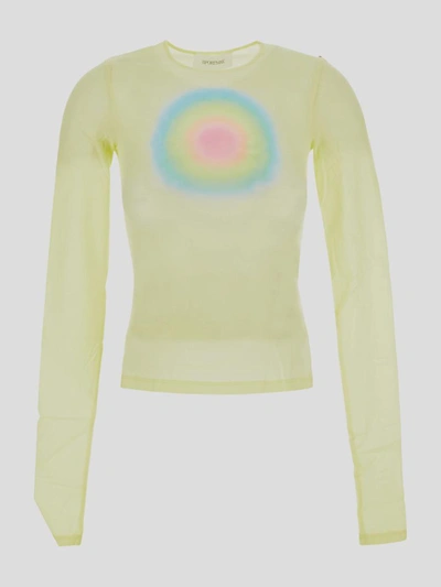 Shop Sportmax Terry Top With Print In <p> Top In Yellow Nylon With Long Sleeves And Colorful Print