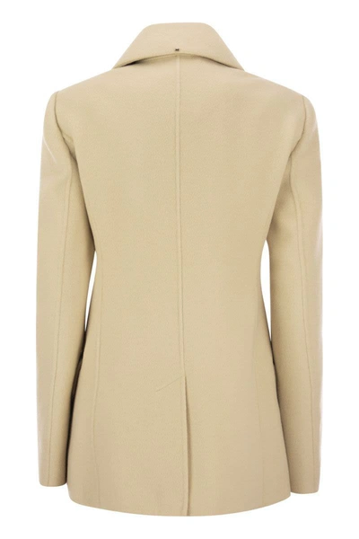 Shop Sportmax Yana - Double Wool Cloth Caban In Ivory