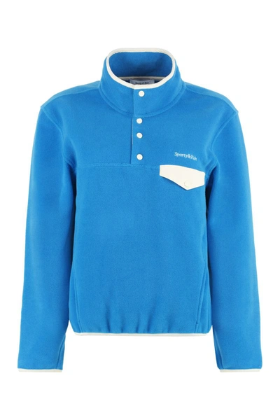 Shop Sporty And Rich Sporty & Rich Stand-up Collar Fleece Sweatshirt In Blue