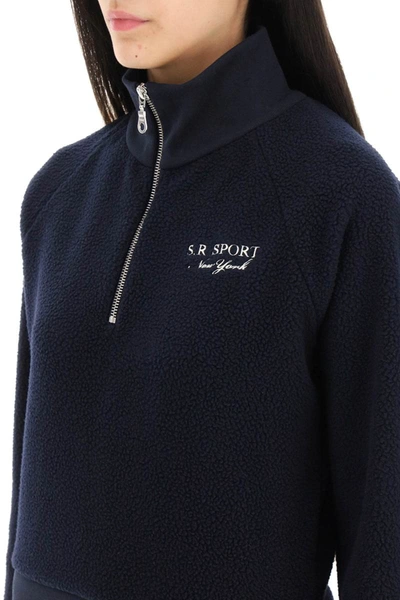 Shop Sporty And Rich Sporty Rich Quarter Zip Sherpa Fleece Sweatshirt In Blue