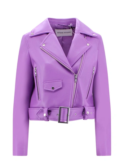Stand Studio Esmeralda Biker Jacket Stand Clothing Violet In Purple