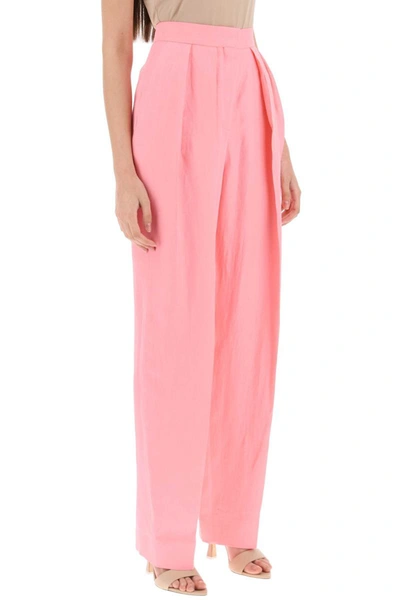 Shop Stella Mccartney Viscose Linen Trousers In Pink
