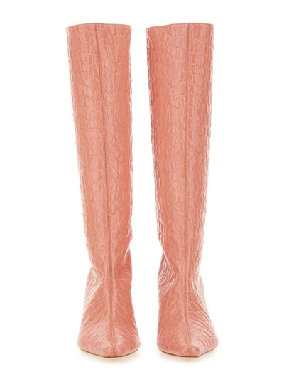 By Far Crocodile-effect Pointed-toe Boots In Pink