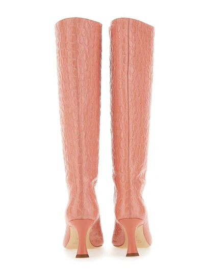 By Far Crocodile-effect Pointed-toe Boots In Pink