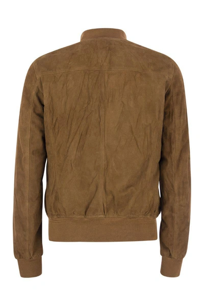 Shop Stewart Random - Suede Jacket In Hazelnut