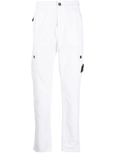 Shop Stone Island Cargo Trousers Slim Fit Old Treatment In White