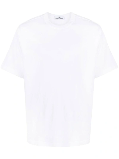 Shop Stone Island Embroidered Logo Cotton T-shirt In White