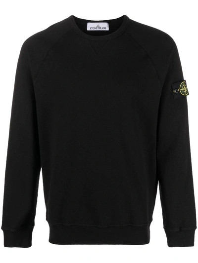 Shop Stone Island Logo Cotton Sweatshirt In Black