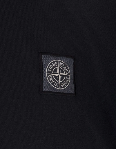 Shop Stone Island Navy Cotton T-shirt With "fixed" Effect In Blue