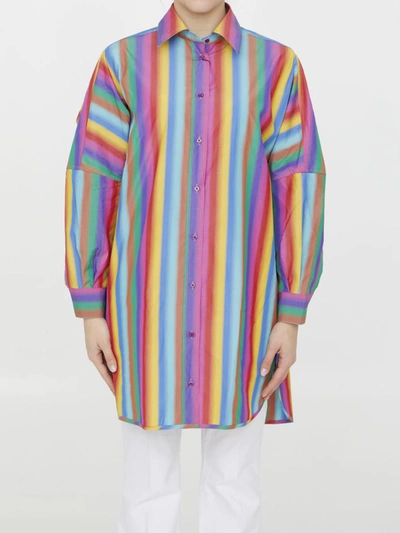 Shop Etro Striped Cotton Shirt In Multicolor