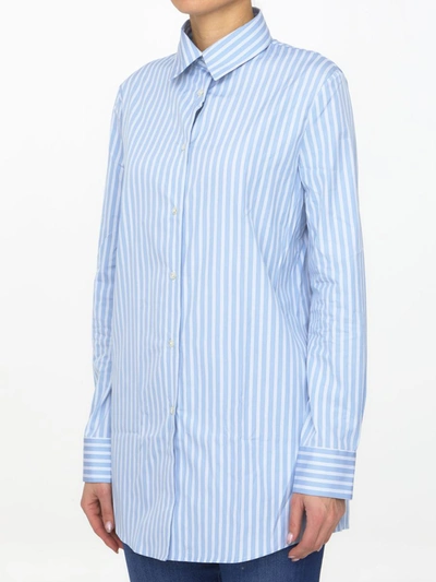 Shop Etro Striped Cotton Shirt In Light Blue
