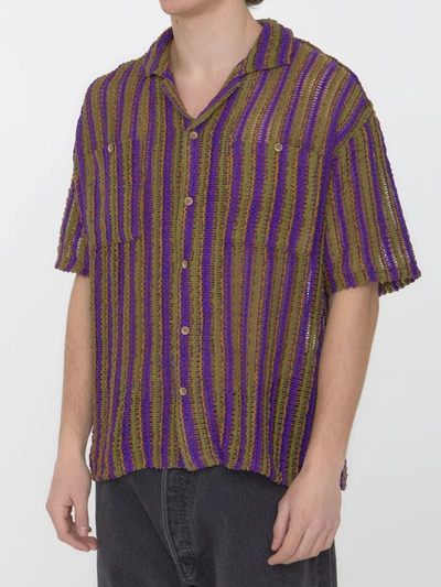 Shop Andersson Bell Striped Knit Shirt In Purple