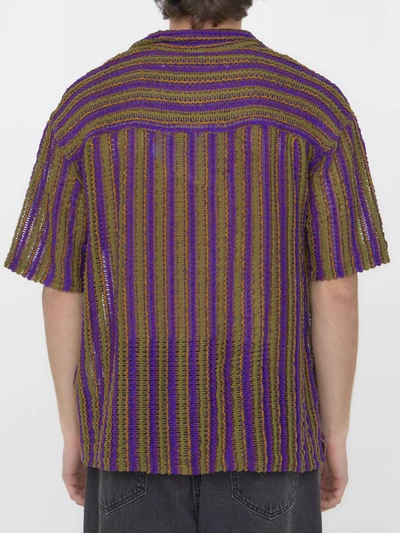 Shop Andersson Bell Striped Knit Shirt In Purple