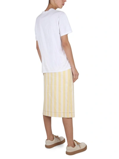 Shop Sunnei Striped Pattern Skirt In Beige